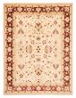 Bordered  Traditional Ivory Area rug 9x12 Afghan Hand-knotted 378653