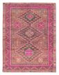 Geometric  Vintage Brown Area rug 4x6 Turkish Hand-knotted 392155