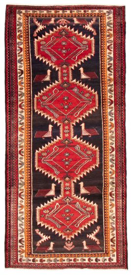 Bordered  Traditional Blue Runner rug 10-ft-runner Turkish Hand-knotted 370667