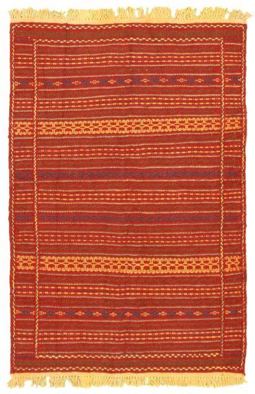 Flat-weaves & Kilims  Tribal Red Area rug 3x5 Turkish Flat-weave 333122