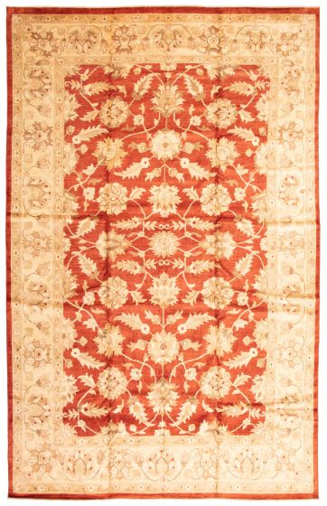 Bordered  Traditional Red Area rug Unique Afghan Hand-knotted 339171