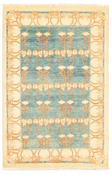 Bordered  Transitional Blue Area rug 3x5 Pakistani Hand-knotted 341356