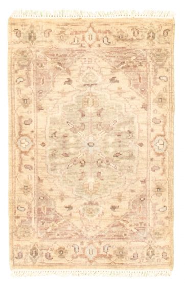 Bordered  Traditional Green Area rug 2x3 Indian Hand-knotted 344929
