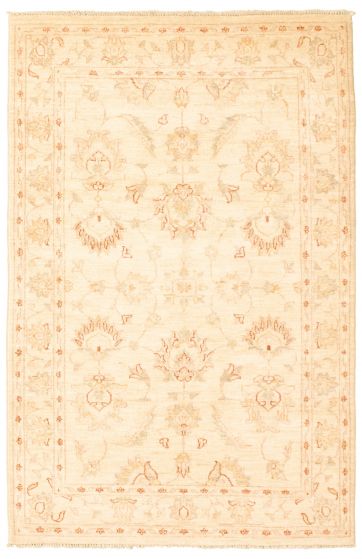 Bordered  Traditional Ivory Area rug 3x5 Afghan Hand-knotted 346697