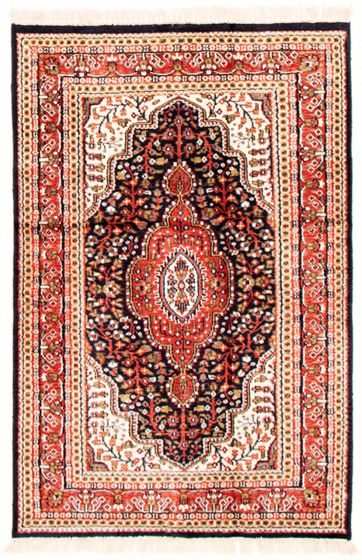 Bordered  Traditional Blue Area rug 3x5 Indian Hand-knotted 348792