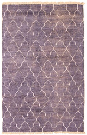 Moroccan  Tribal Purple Area rug 5x8 Indian Hand-knotted 349111