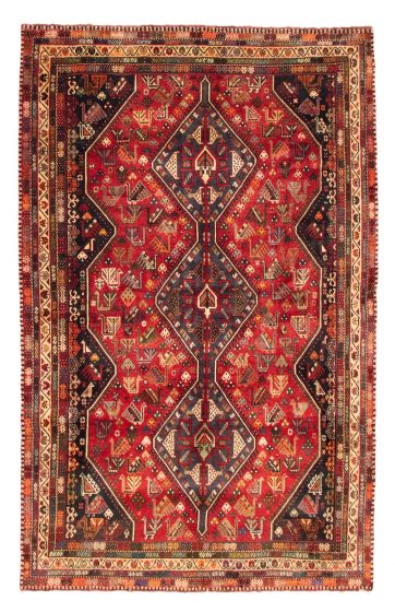 Bordered  Tribal Red Area rug 5x8 Persian Hand-knotted 352454
