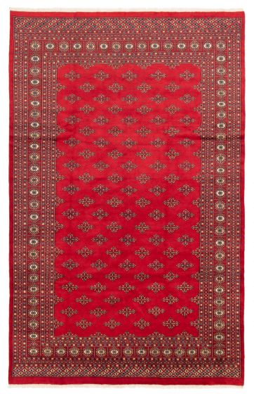 Bordered  Tribal Red Area rug Unique Pakistani Hand-knotted 359248
