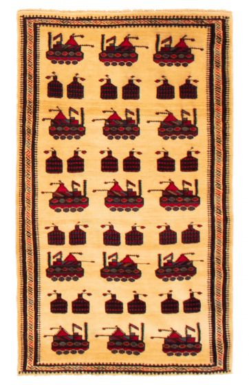 Bordered  Tribal Yellow Area rug 3x5 Afghan Hand-knotted 365948