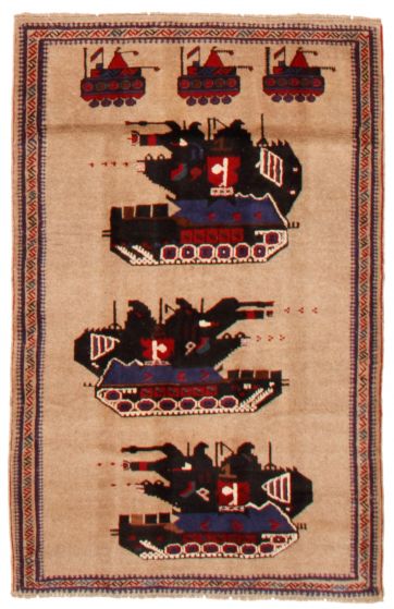 Bordered  Tribal Brown Area rug 3x5 Afghan Hand-knotted 366380