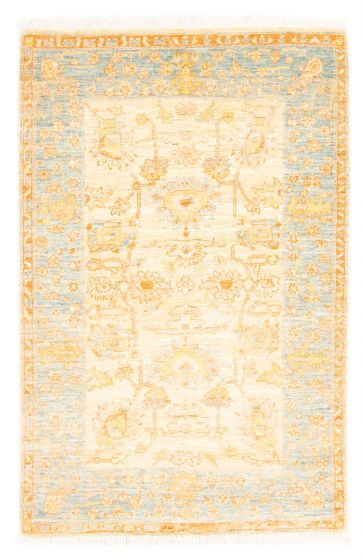 Bordered  Traditional Ivory Area rug 3x5 Pakistani Hand-knotted 380022