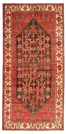 Bordered  Tribal Red Area rug 5x8 Turkish Hand-knotted 358626