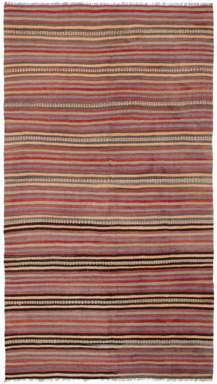 Bohemian  Stripes Red Area rug 5x8 Turkish Flat-weave 292655