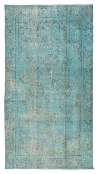 Overdyed  Transitional Green Area rug 4x6 Turkish Hand-knotted 372465