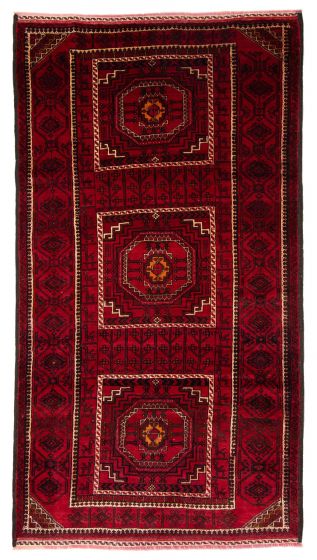 Bordered  Traditional Red Area rug Unique Afghan Hand-knotted 379284
