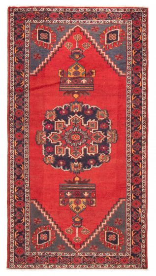 Bordered  Traditional Red Runner rug 7-ft-runner Turkish Hand-knotted 391424