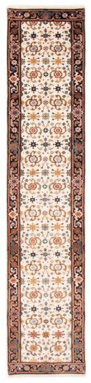 Bordered  Traditional Ivory Runner rug 12-ft-runner Indian Hand-knotted 377738