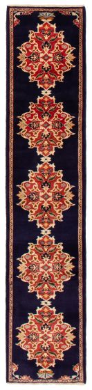 Traditional Blue Runner rug 10-ft-runner Turkish Hand-knotted 394023