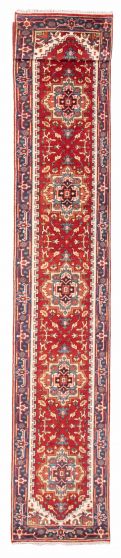 Bordered  Traditional Red Runner rug 16-ft-runner Indian Hand-knotted 377290