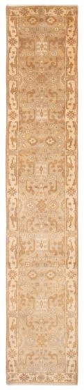 Traditional  Transitional Yellow Runner rug 14-ft-runner Indian Hand-knotted 391661