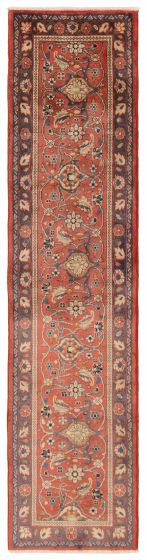 Bordered  Traditional Red Runner rug 9-ft-runner Turkish Hand-knotted 393984