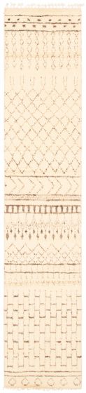 Moroccan  Tribal Ivory Runner rug 12-ft-runner Pakistani Hand-knotted 366992