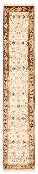 Bordered  Traditional Ivory Runner rug 12-ft-runner Indian Hand-knotted 370034