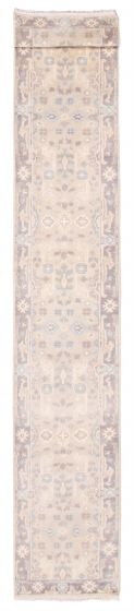 Bordered  Traditional Ivory Runner rug 26-ft-runner Indian Hand-knotted 377807