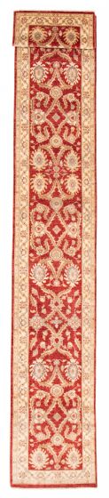 Bordered  Traditional Red Runner rug 18-ft-runner Afghan Hand-knotted 378937