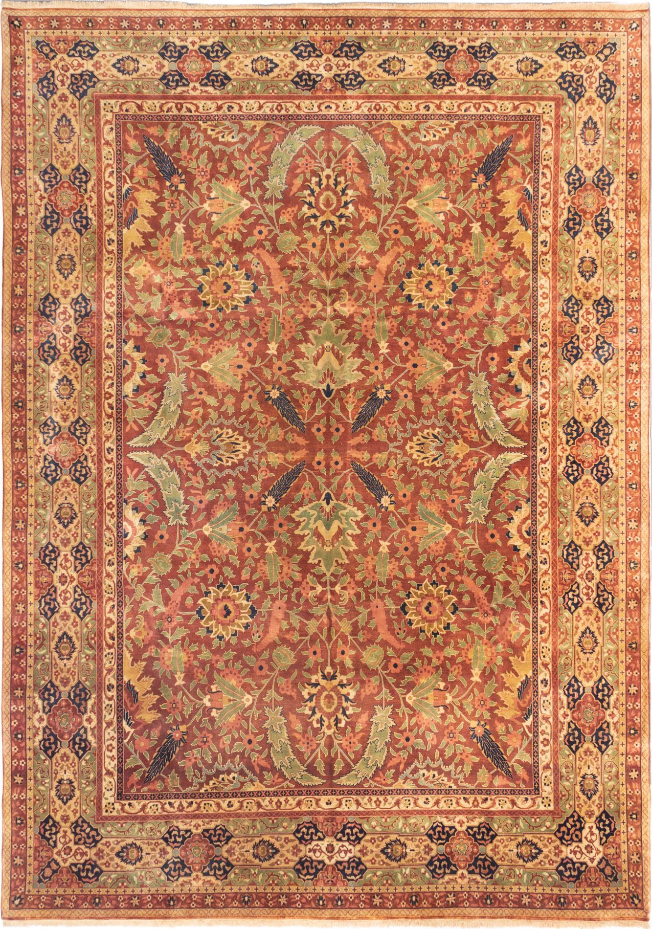 eCarpet Gallery Large Area Rug for Living Room 303090 Chobi Finest Bordered Red Rug 10'0 x 13'10 Hand-Knotted Wool Rug Bedroom 
