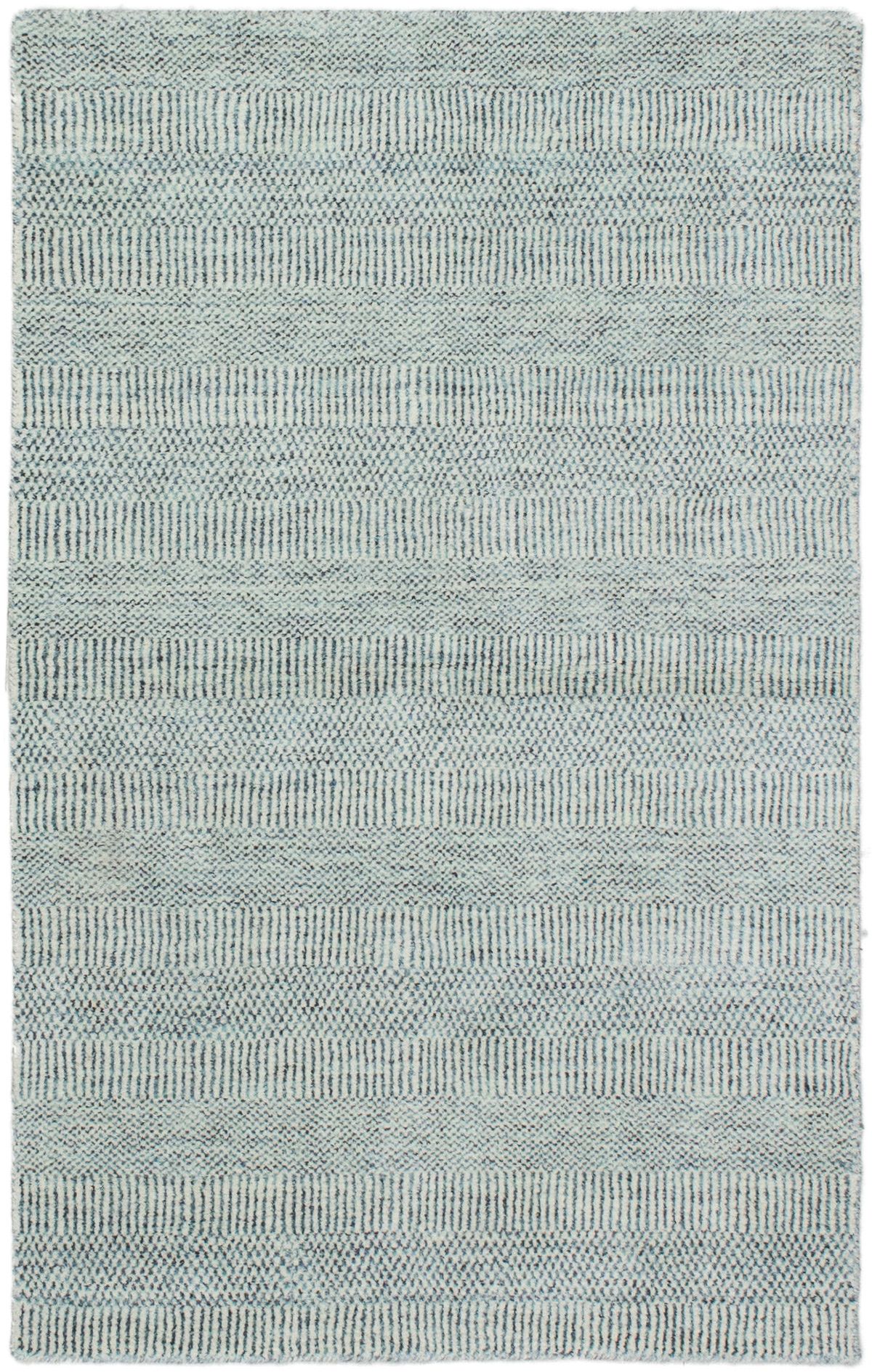 Indian Pearl 3 0 X 5 0 Hand Knotted Viscose Wool Blue Rug Ecarpetgallery