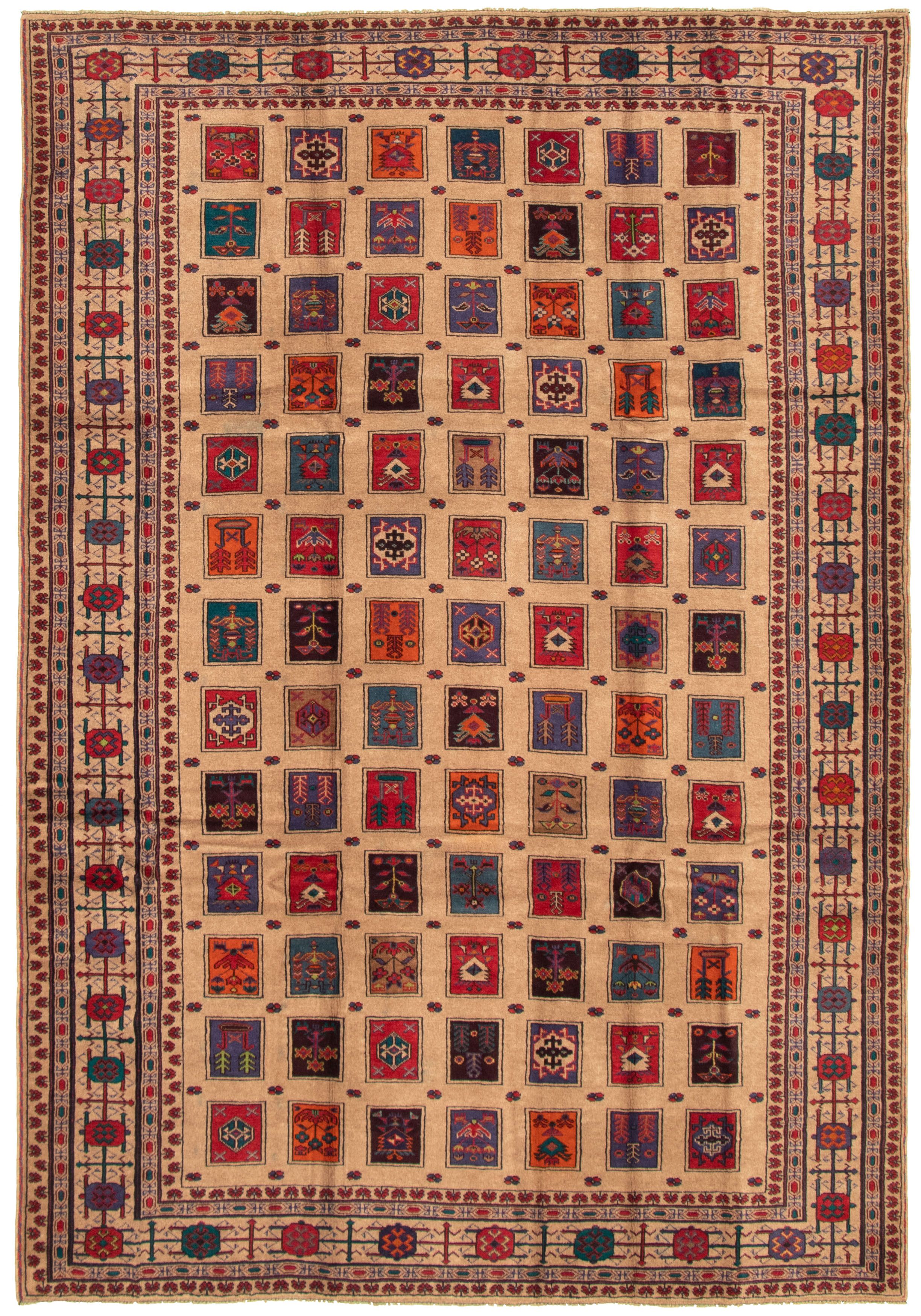 357378 Bedroom Rare War Bordered Brown Rug 6'7 x 9'8 eCarpet Gallery Large Area Rug for Living Room Hand-Knotted Wool Rug