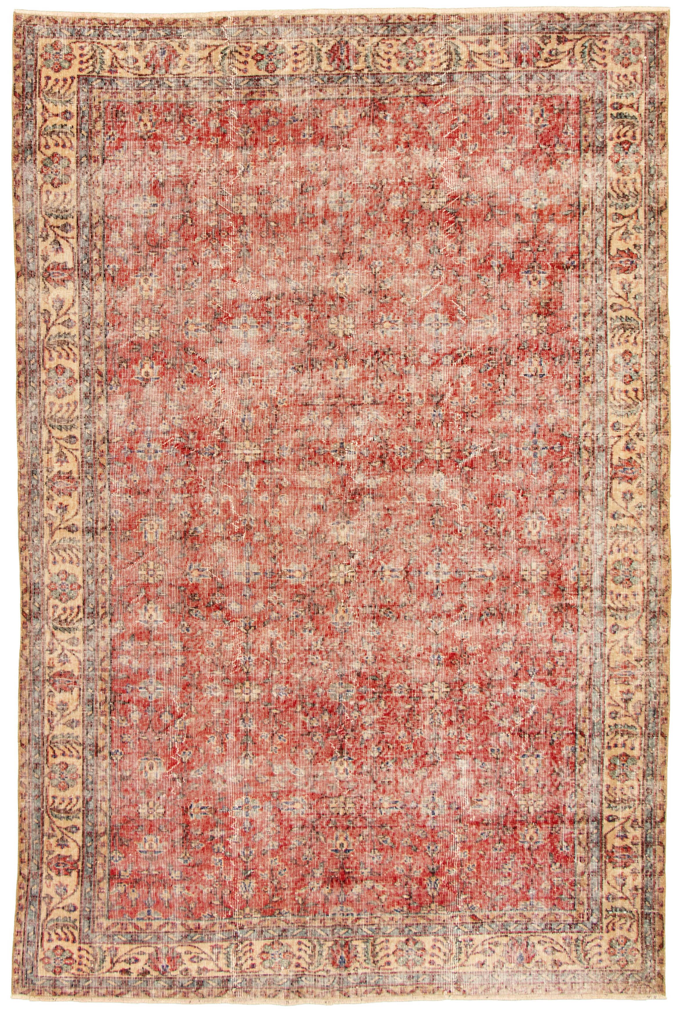 Finest Khal Mohammadi Bordered Red Rug 6'5 x 9'11 Bedroom Hand-Knotted Wool Rug eCarpet Gallery Large Area Rug for Living Room 347985 