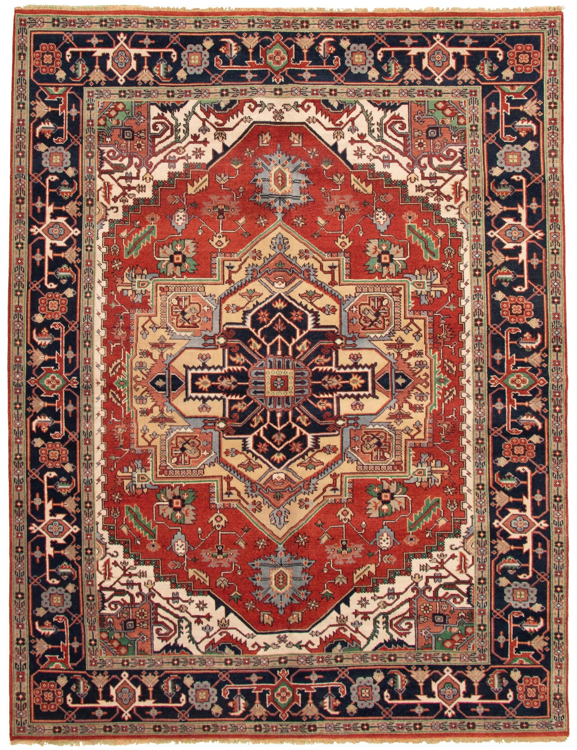 Indian Serapi Heritage 9 0 X 11 9 Hand Knotted Wool Red Rug Ecarpetgallery