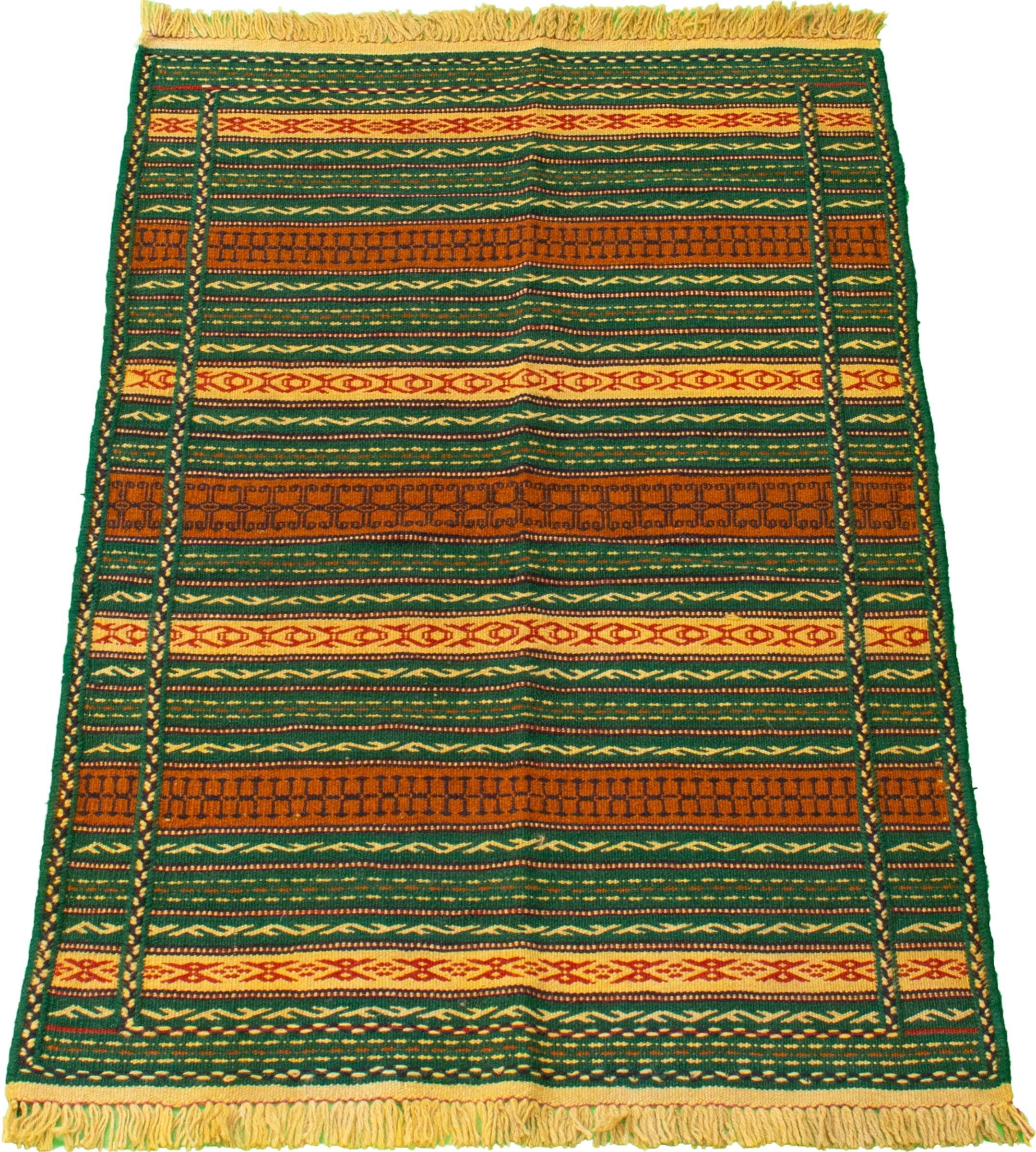 Ottoman Kashkoli Bordered Red Tapestry Kilim 3'3 x 5'1 Hand-Knotted Wool Rug eCarpet Gallery Area Rug for Living Room Bedroom 334637 