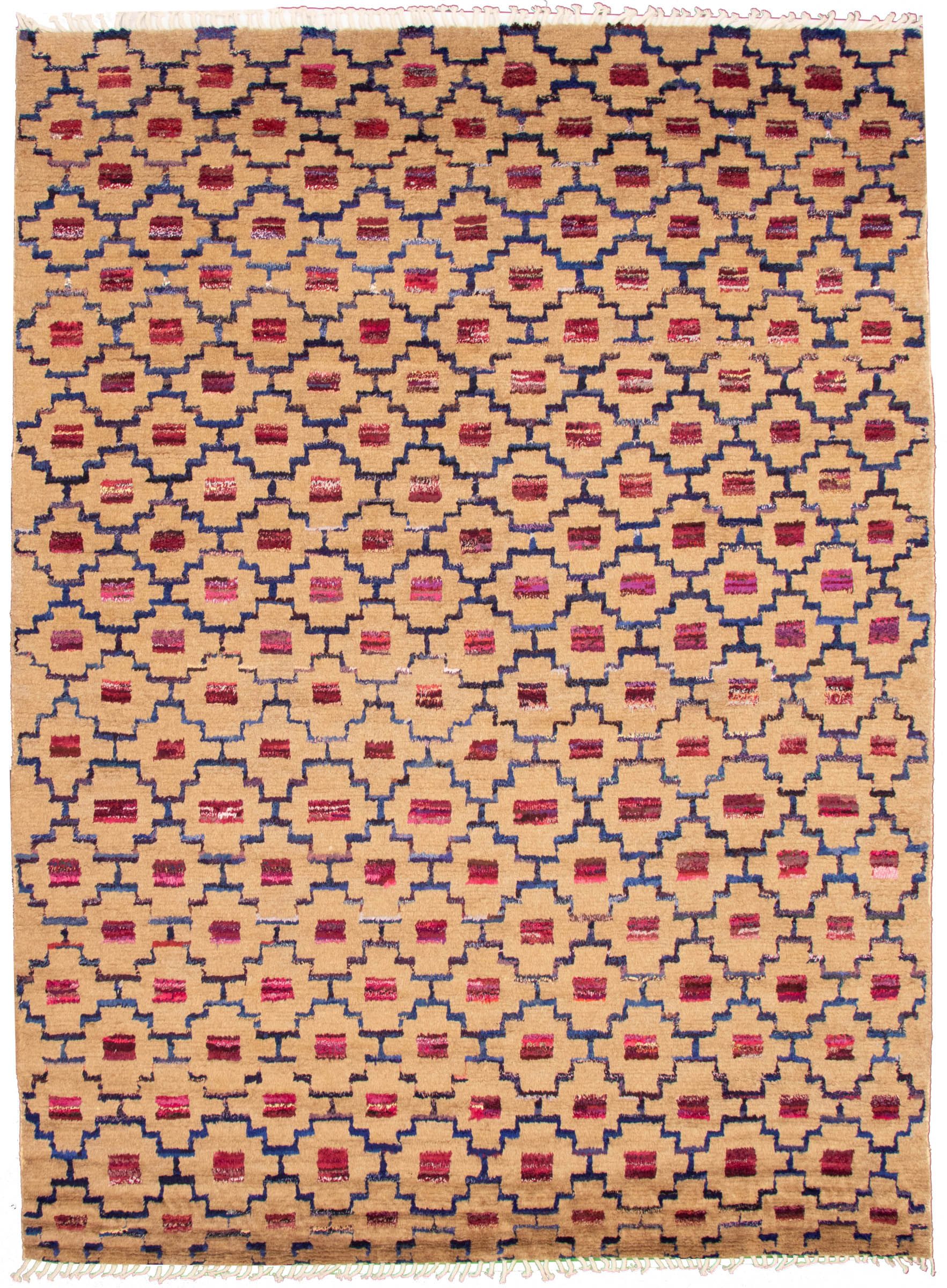 eCarpet Gallery Large Area Rug for Living Room Bedroom Hand-Knotted Wool Rug 339329 Pak Finest Marrakesh Moroccan Brown Rug 9'2 x 12'7 