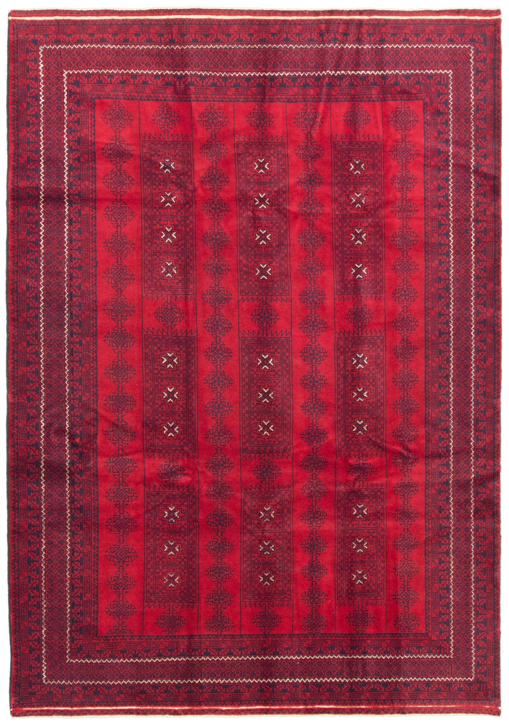 Bedroom Hand-Knotted Wool Rug 311600 Tajik Caucasian Bordered Red Rug 6'5 x 9'2 eCarpet Gallery Large Area Rug for Living Room