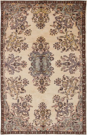Traditional Ivory Area rug 5x8 Turkish Hand-knotted 236894