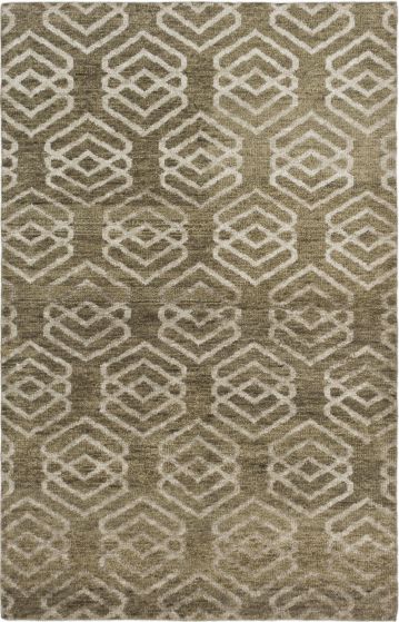 Transitional Green Area rug 5x8 Indian Hand-knotted 241500