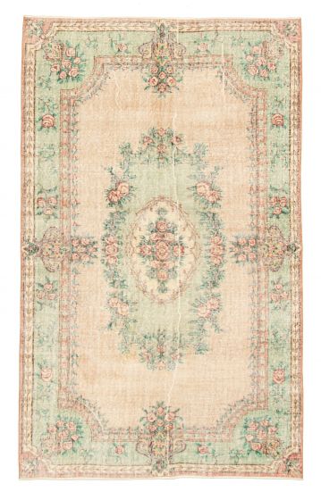Bordered  Vintage Brown Area rug 5x8 Turkish Hand-knotted 328222