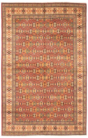 Bordered  Traditional Red Area rug 6x9 Afghan Hand-knotted 348339