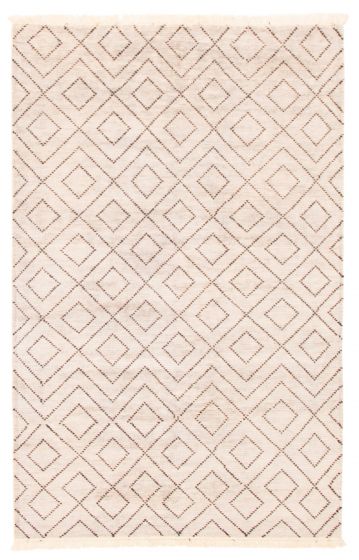 Moroccan  Transitional Grey Area rug 5x8 Indian Hand-knotted 349844