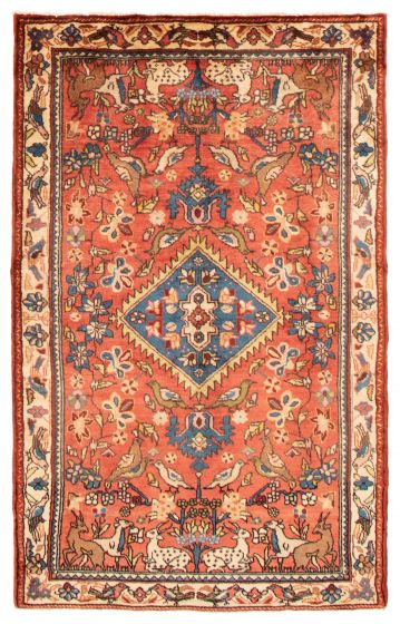 Bordered  Traditional Brown Area rug 3x5 Persian Hand-knotted 353023