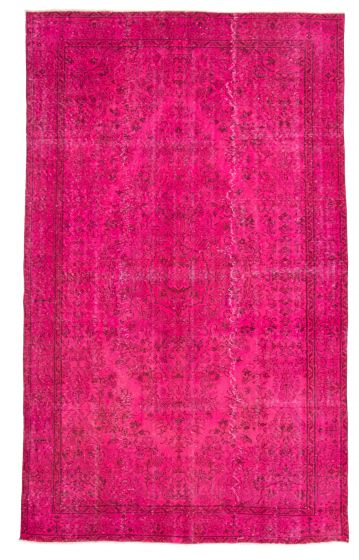 Bordered  Transitional Pink Area rug 5x8 Turkish Hand-knotted 361448