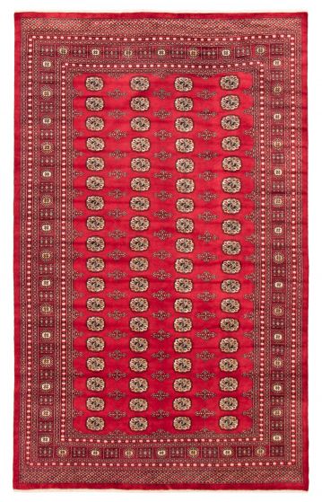 Bordered  Traditional Red Area rug Unique Pakistani Hand-knotted 364186