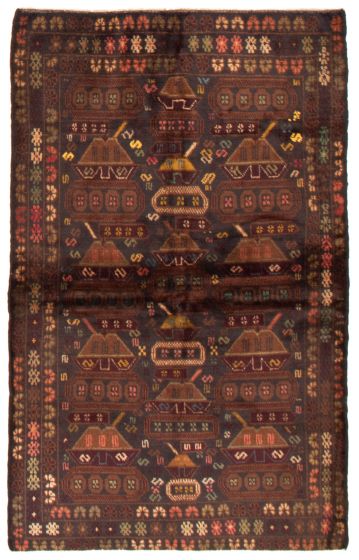 Bordered  Tribal Black Area rug 3x5 Afghan Hand-knotted 365365