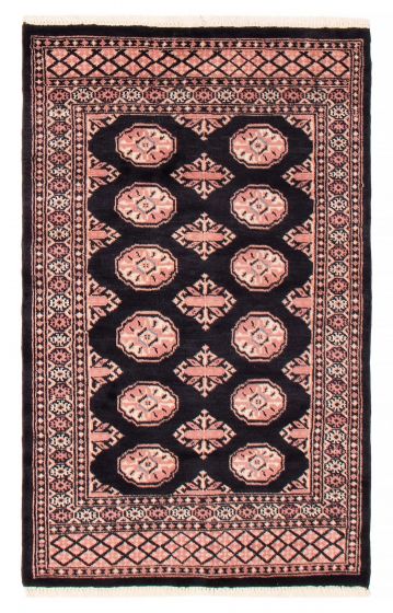 Bordered  Traditional Black Area rug 3x5 Pakistani Hand-knotted 391976