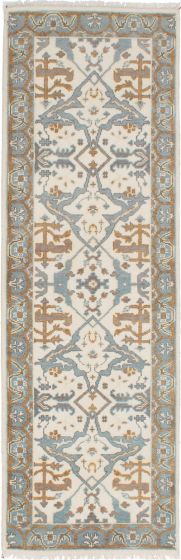 Traditional Ivory Runner rug 8-ft-runner Indian Hand-knotted 241230