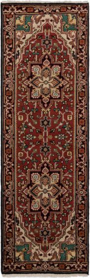 Traditional Red Runner rug 8-ft-runner Indian Hand-knotted 243253