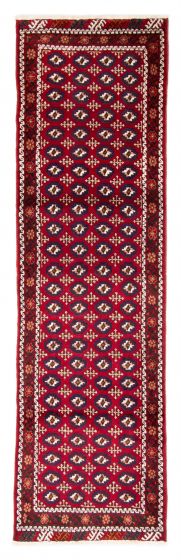 Bordered  Traditional Red Runner rug 9-ft-runner Afghan Hand-knotted 378915